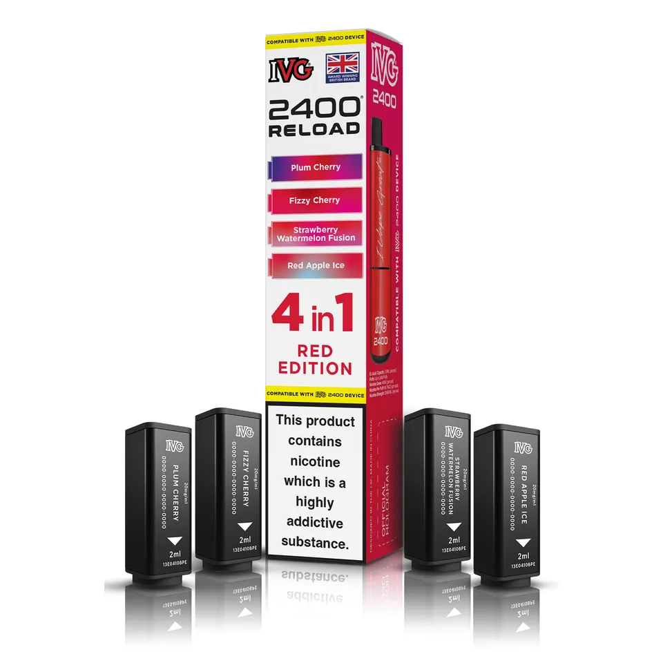 IVG 2400 Red Edition pods rechargeables 4-en-1 pomme cerise fraise