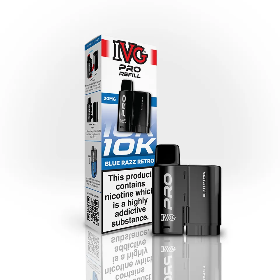 IVG PRO 10K Blue Razz Retro pod rechargeable 20mg framboise