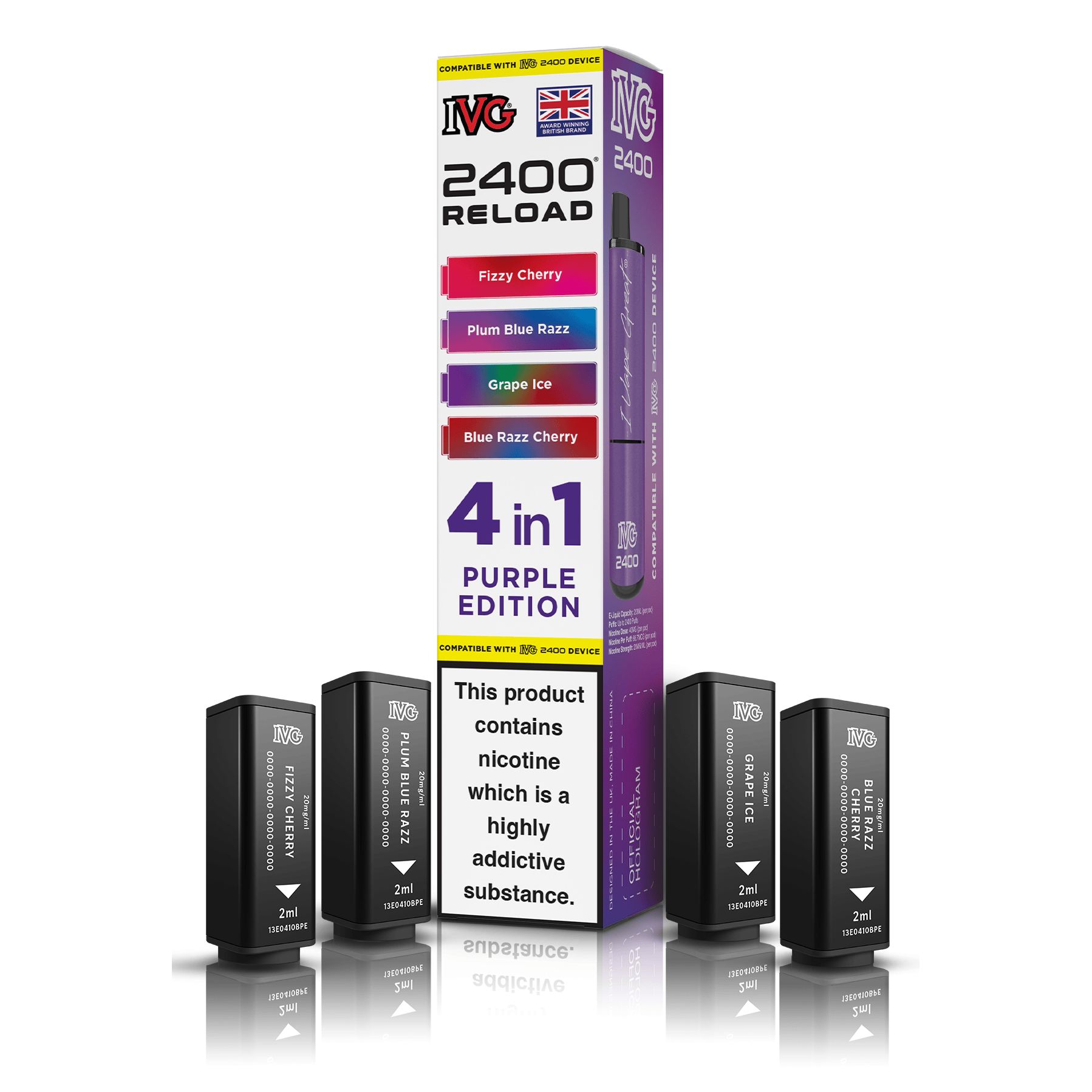 IVG 2400 Purple Edition pod rechargeable 4-en-1 fruits cerise