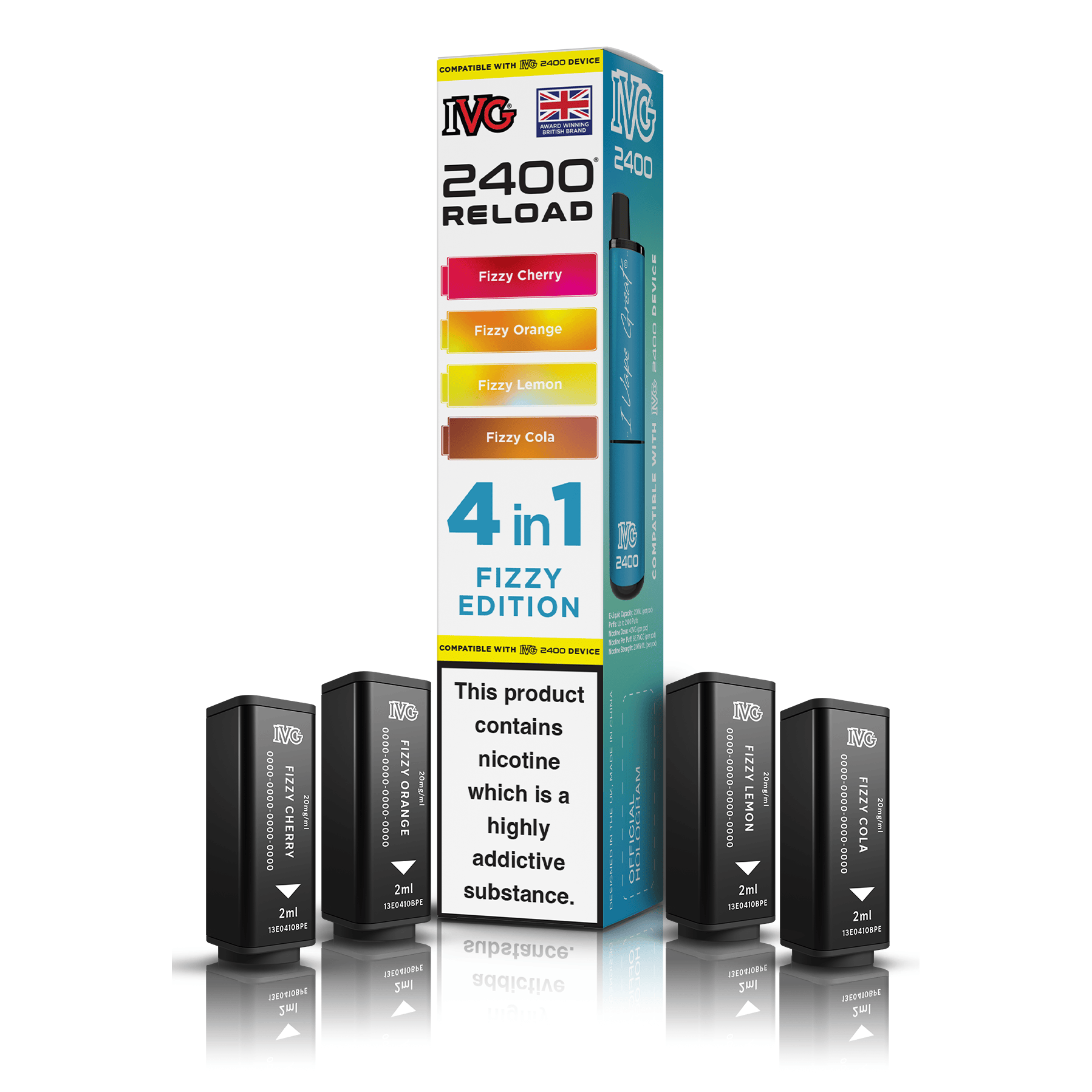 IVG 2400 Fizzy Edition pods x4 rechargeables 20mg