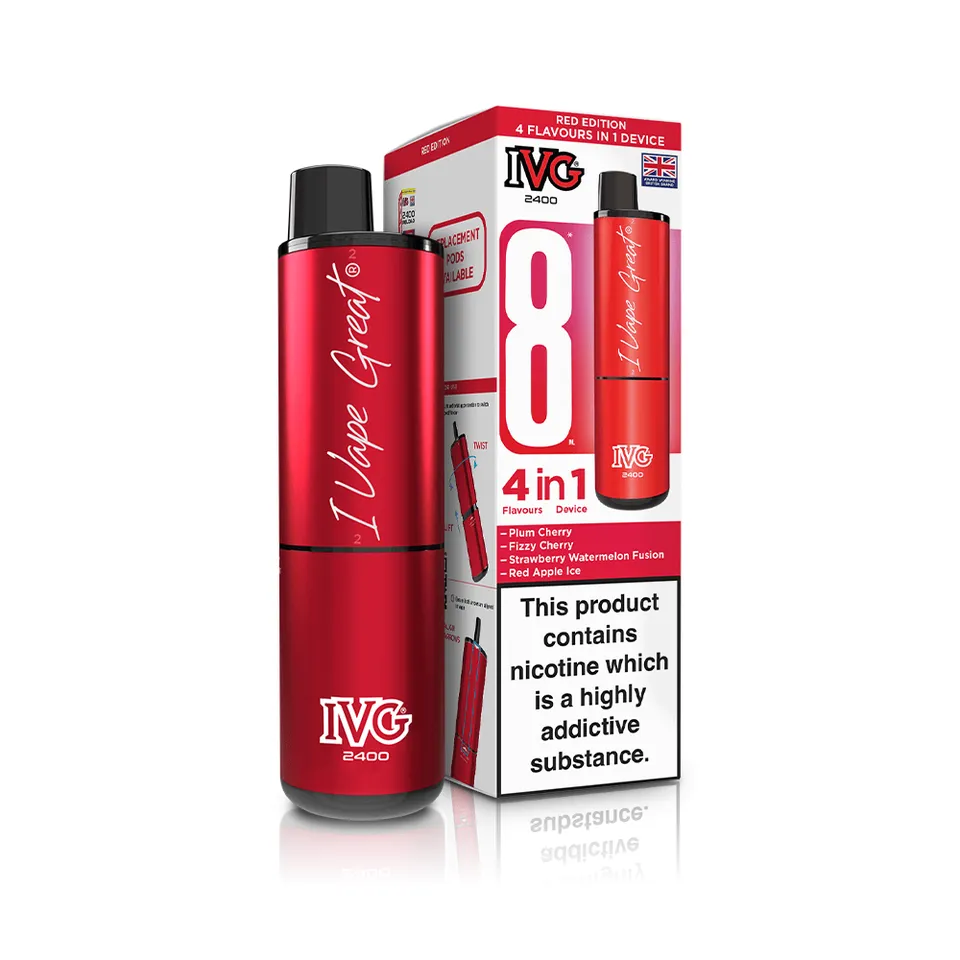 IVG 2400 Red Edition Kit Pod 4 Saveurs 20mg 8ml