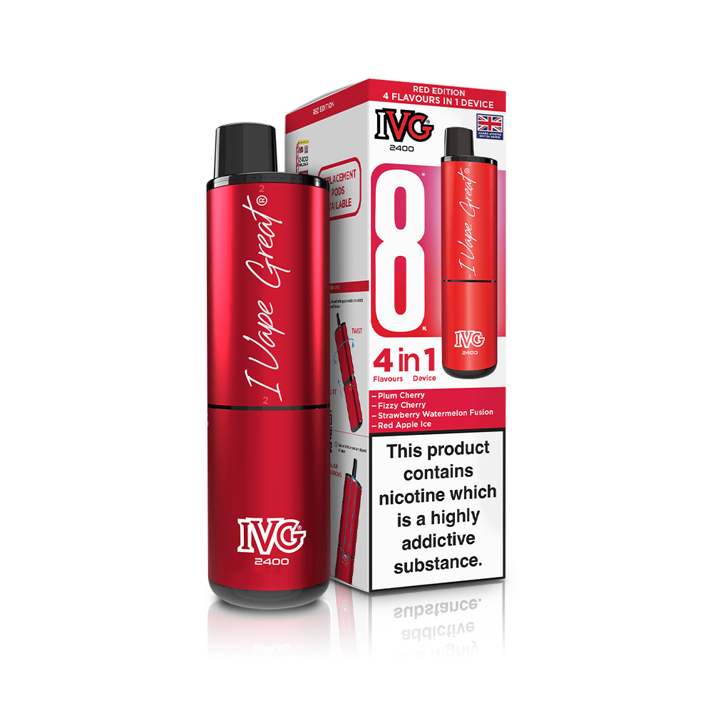 IVG 2400 Red Edition Kit Pod 4 Saveurs 20mg 8ml