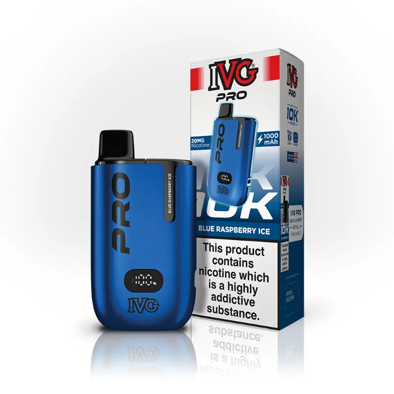 IVG Pro 10K Blue Raspberry Ice Kit Pod Rechargeable 20mg