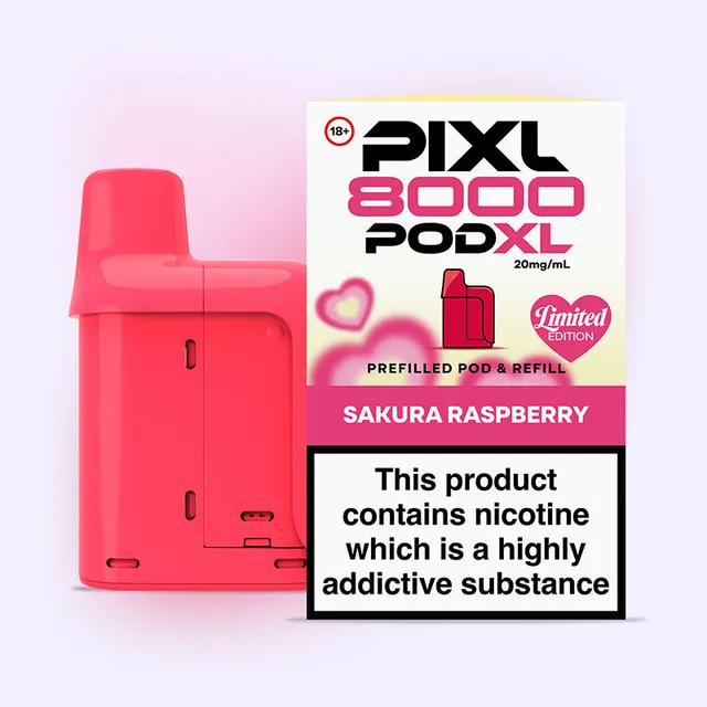 PIXL 8000 Sakura Raspberry pod rechargeable 20mg floral