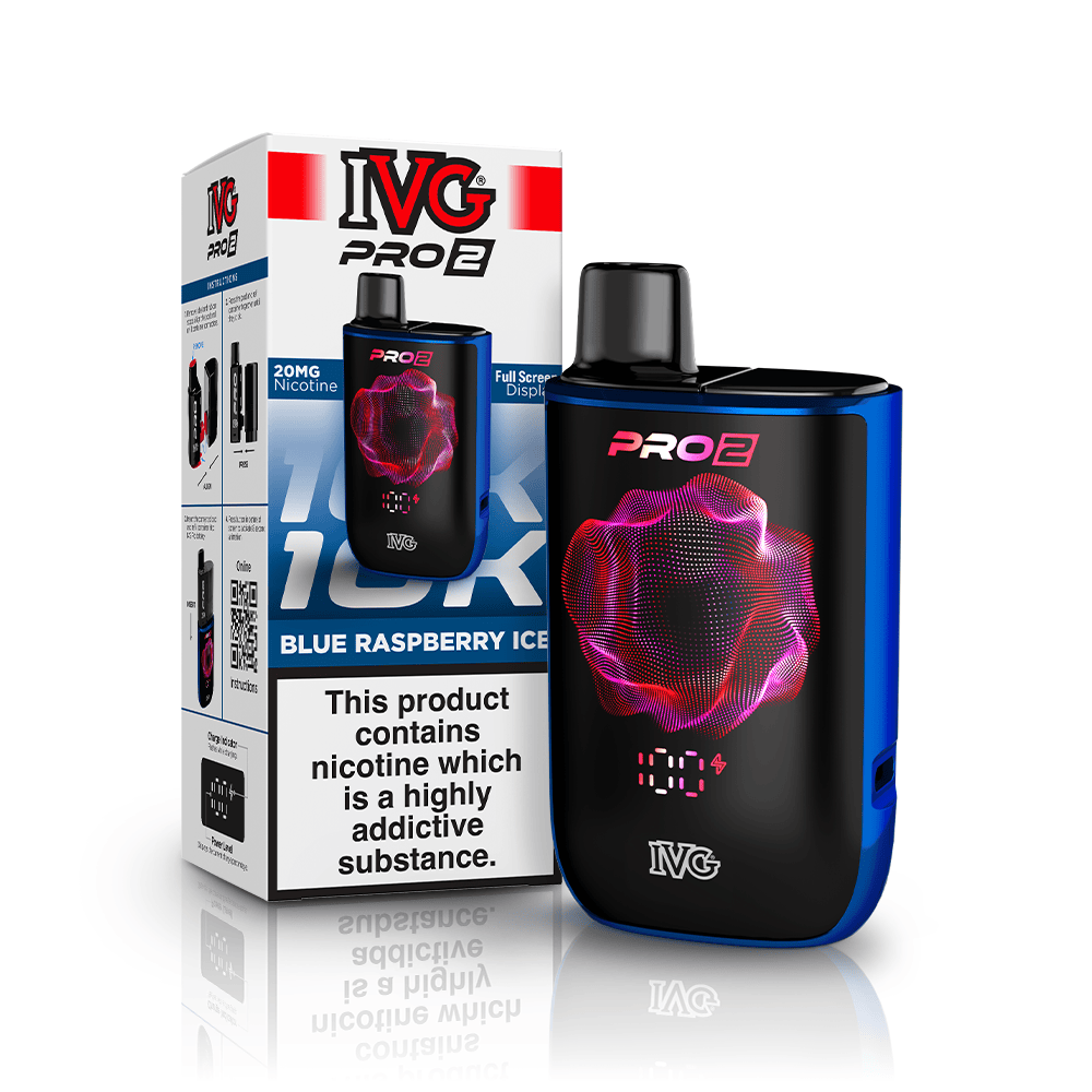IVG Pro 2 10K Blue Raspberry Ice kit pod rechargeable 10000 puffs