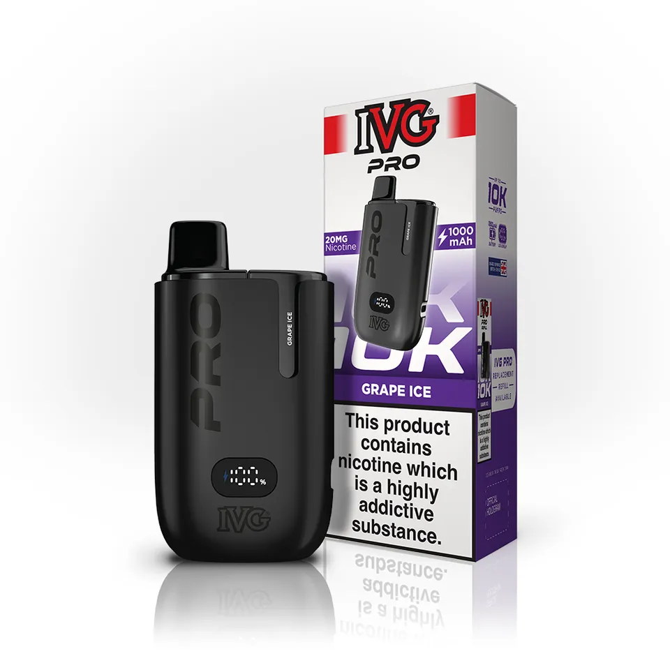 IVG PRO 10K Grape Ice kit pod rechargeable 20mg raisin