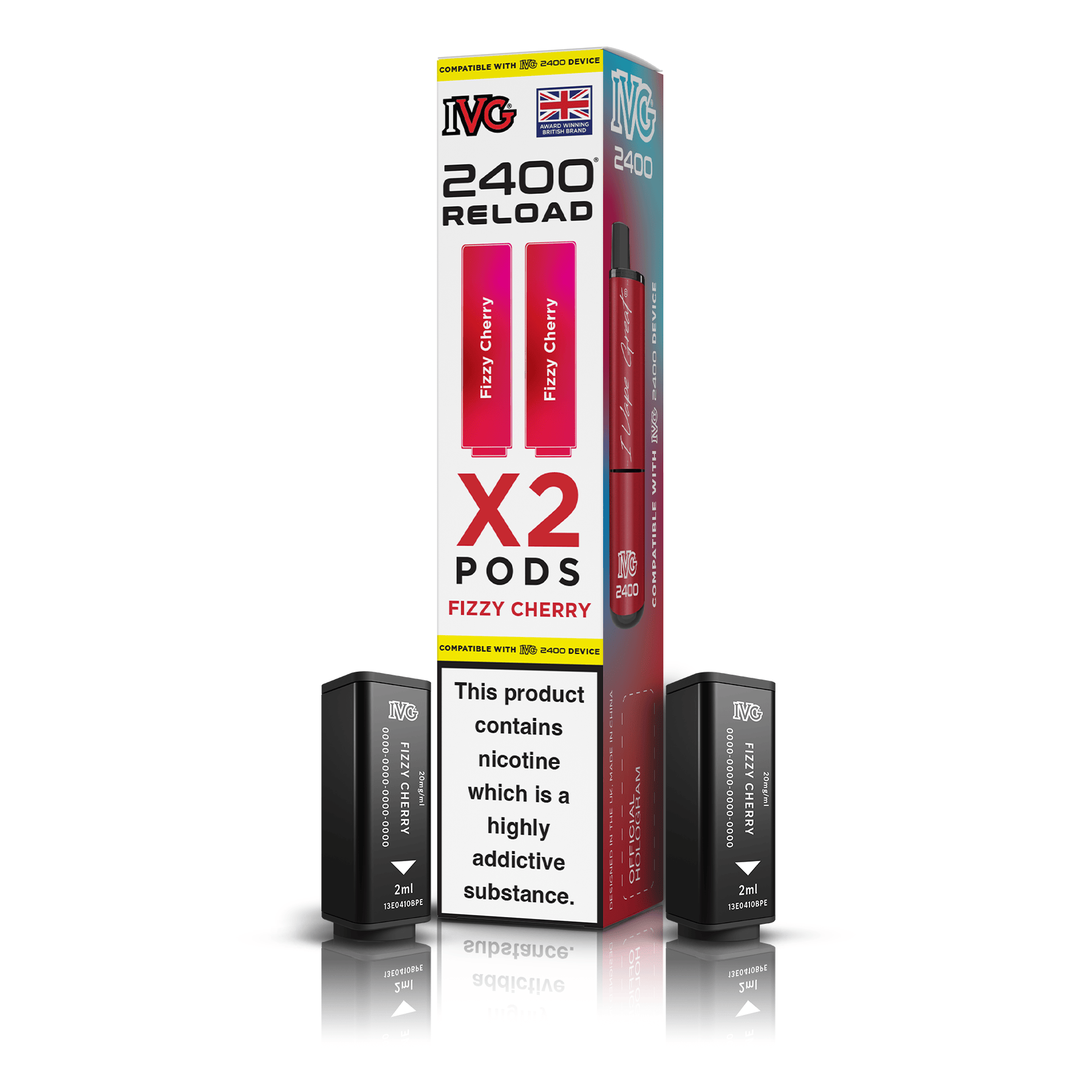 IVG 2400 Fizzy Cherry pod rechargeable x2 20mg