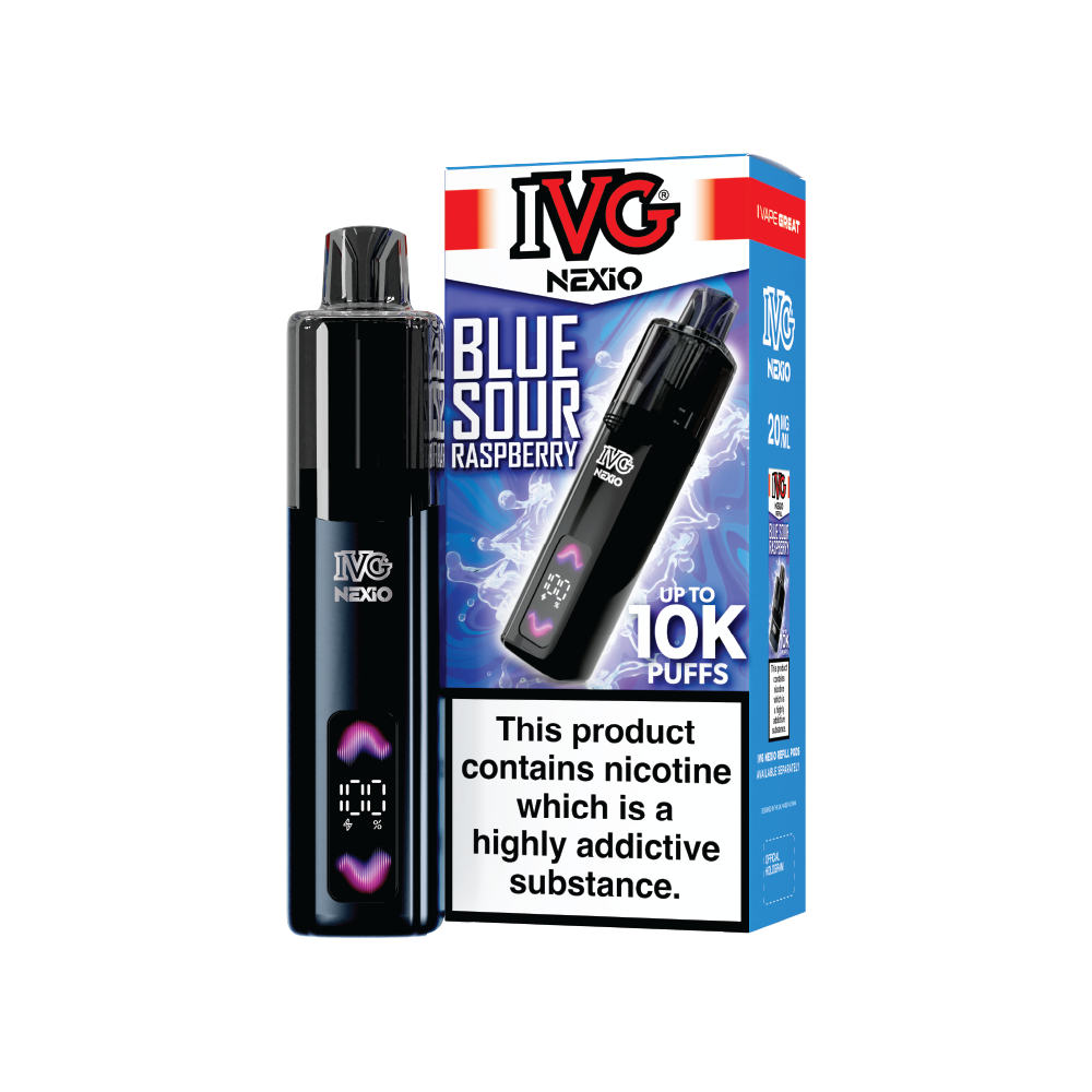IVG NEXiO Blue Sour Raspberry kit pod rechargeable 20mg 10ml