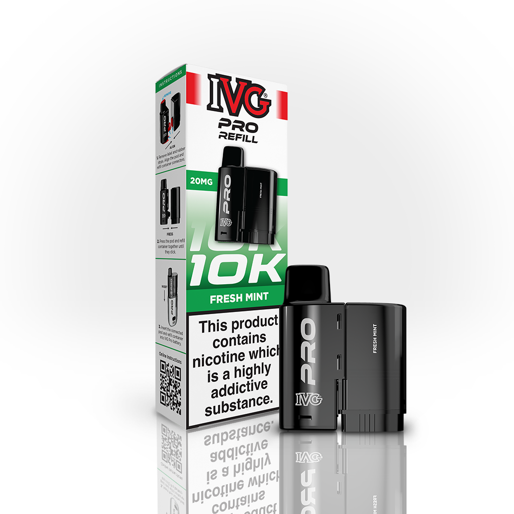 IVG Pro 10K Fresh Mint pod prérempli + recharge 20mg