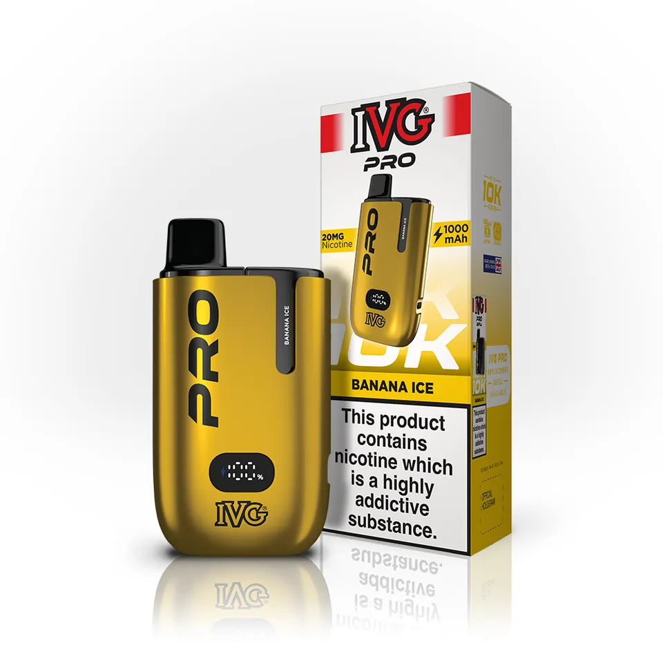 IVG Pro 10K Banana Ice kit pod rechargeable 20mg banane menthol