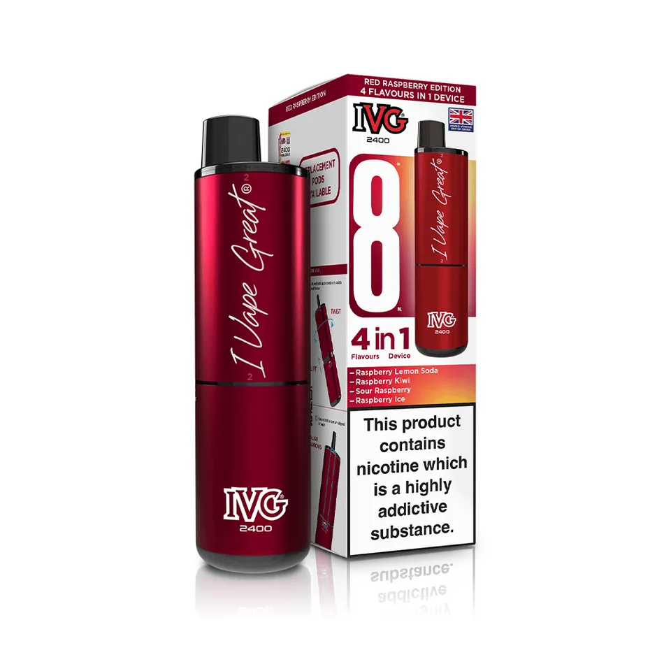 IVG 2400 Red Raspberry Edition kit pod 4 saveurs framboise 20mg