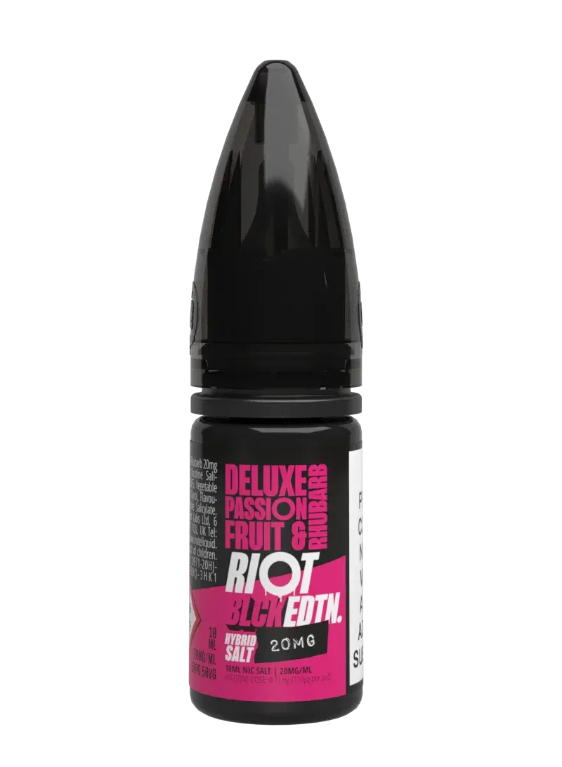 Riot Squad BLCK EDTN Deluxe Passionfruit Rhubarb e-liquide 10ml 10mg